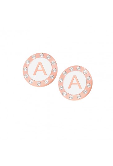 Orecchini Dvccio Donna Ottone Rosa Lettera A Smalto Bianco 76HACFM