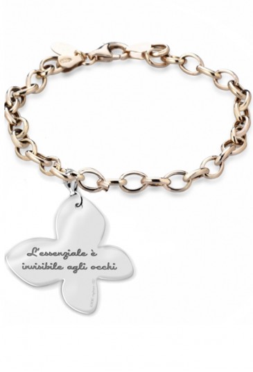 Bracciale Lady Argento Rosa Charm Farfalla Incisione Essenziale Invisibile Agli Occhi My Charm ABR13