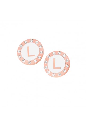 Orecchini Dvccio Donna Ottone Rosa Lettera L Smalto Bianco WLSWTFM