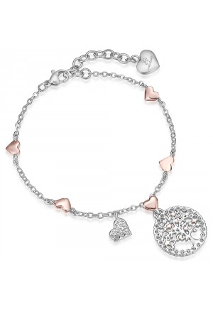 Bracciale Luca Barra Donna Acciaio Albero Vita Rose BK1447