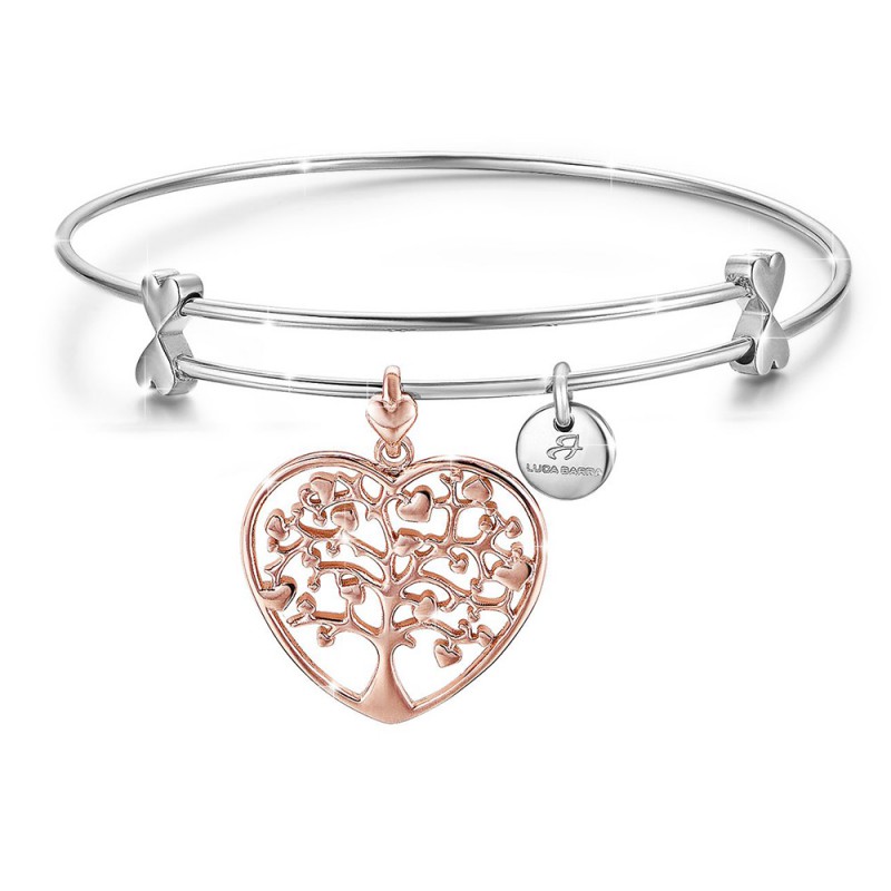 Luca Barra Bracciale Donna In Acciaio Con Ciondoli Cuore E Corno - Modello BK2012 - Lunghezza 16+3 Cm