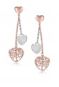 Orecchini Lunghi Luca Barra Donna Albero Della Vita Cuore Acciaio Silver E Rosa OK913