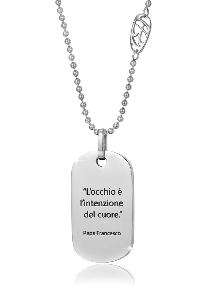 collana di papa francesco in acciaio con padre nostro - cll1345
