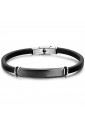 Bracciale Luca Barra Acciaio Black Pelle BA1047