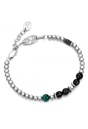 Bracciale Luca Barra Acciaio Malachite Onice BA918