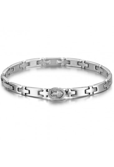 Bracciale Luca Barra Donna Acciaio Argentato Sole e Cristallo Bianco _BK2830