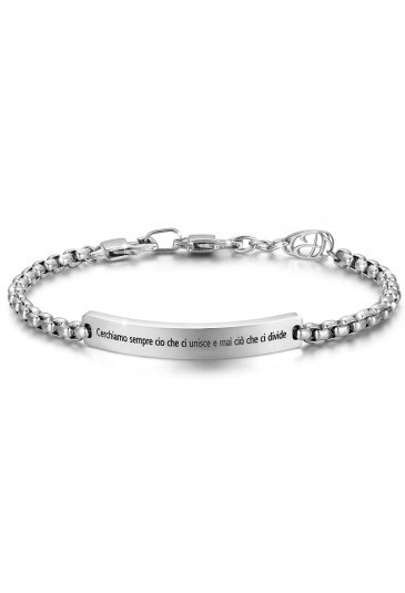Bracciale Luca Barra Cerchiamo Sempre Cio Che Ci Unisce Frase Papa Giovanni Acciaio BA1052