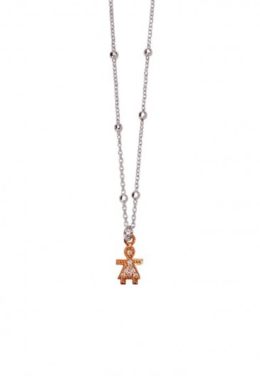 Collana Aquaforte Ciondolo Charm Bambina Argento Rosa Cristalli Misura Small QCIIHFM