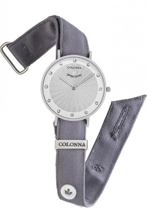 Orologio Colonna Donna Polsino Sartoriale Grigio Cristalli Acciaio GEANLFM