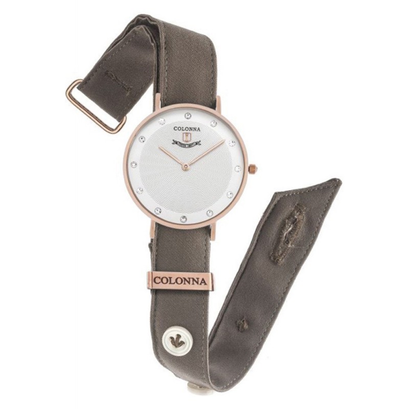 Orologio Colonna Donna Polsino Sartoriale Brown Cristalli Acciaio Rosa