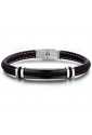 Bracciale Luca Barra Uomo Cuoio Intrecciato Piastra Acciaio Brown Elementi Silver BA1040