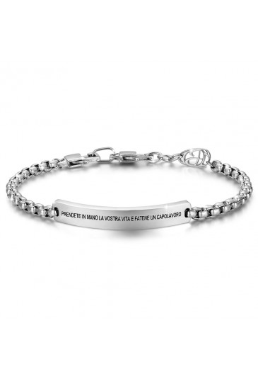 Bracciale Luca Barra Acciaio Prendete La Vostra Vita Fatene Capolavoro Frase Papa Giovanni Paolo Acciaio BA1051