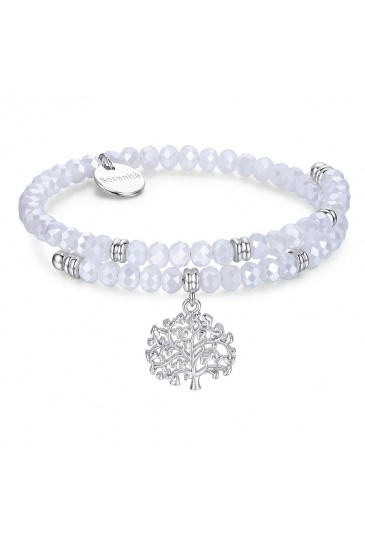 Bracciale Rigido Luca Barra Significato Serenita Albero Vita Cristalli Bianchi Acciaio BK1493