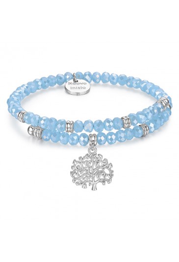 Bracciale Rigido Luca Barra Significato Nuovo Inizio Albero Vita Cristalli Azzurri Acciaio BK1492