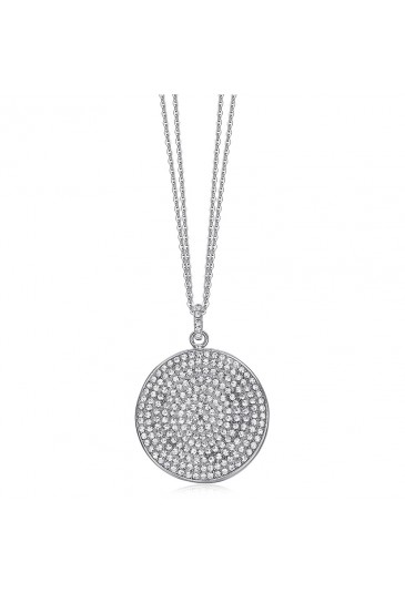 Collana Chanel Luca Barra Charm Cerchio Ondulato Cristalli Acciaio CK1078