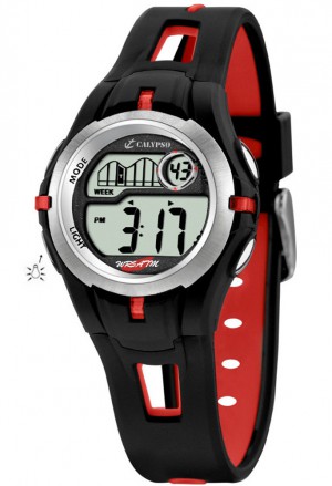 Orologio Calypso Bambino Kids Digitale Cronografo Allarme Nero Rosso Gomma K5506/1