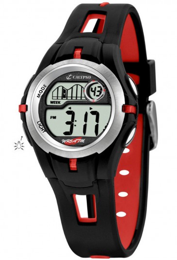 Orologio Calypso Bambino Kids Digitale Cronografo Allarme Nero Rosso Gomma K5506/1