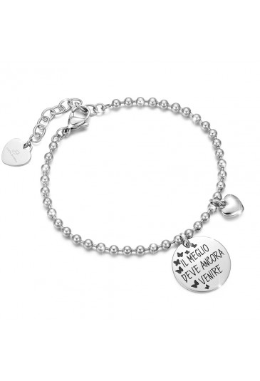 Bracciale Luca Barra Script Ciondolo Incisione Il Meglio Deve Ancora Venire BK1590