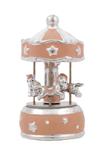 Carillon Musicale Giostra Con Luci Cavalli Rosa Regalo Nascita Bimba BTJUXFM