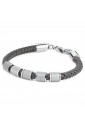 Bracciale Brosway Uomo Bullet Acciaio Pelle Intrecciata Grigia Gioielli ManBUL17