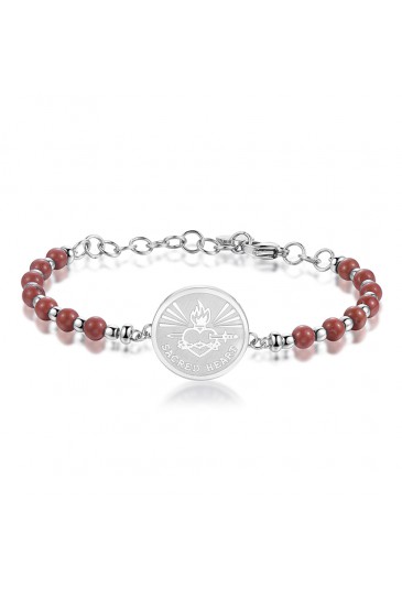 Bracciale Brosway Chakra Sacro Cuore Pietre Diaspro Rosso Acciaio Donna BHK219