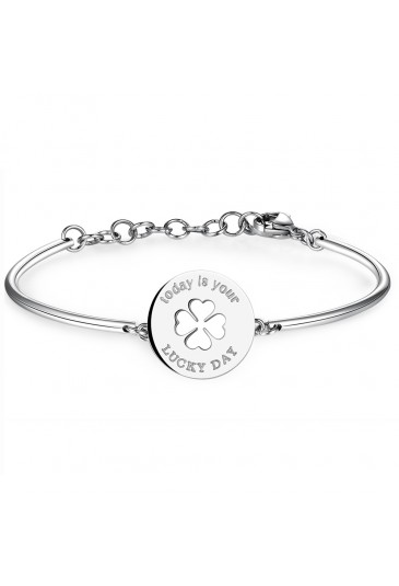 Bracciale Brosway Donna In Acciaio 316L Con Quadrifoglio | Collezione Chakra Oro Rosa PVD, Diametro 70 Mm, BHK49