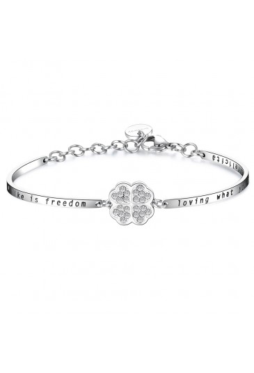 Bracciale Brosway Chakra Quadrifoglio Significato Fortuna Cristalli Acciaio Donna BHK158