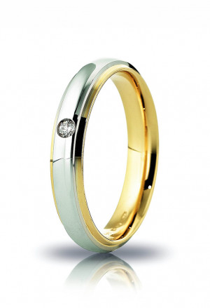 Anello Unoaerre Modello Cassiopea Misura 16 Oro Bicolore 18kt Diamante Naturale Concessionario Ufficiale 70 AFC 282/001