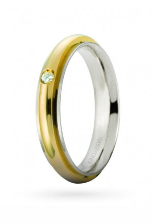 Anello Unoaerre Modello Andromeda Misura 14 Oro Bicolore 18kt Diamante Naturale Concessionario Ufficiale 70 AFC 281/001