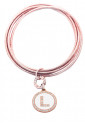 Bracciale Donna 5 Cerchi Rigidi Rosa Iniziale White Lettera L Dvccio K3H2JFM