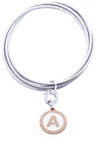 Bracciale Donna Sei Cerchi Rigidi Iniziale White Lettera A Dvccio 7860