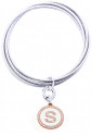 Bracciale Dvccio 5 Cerchi Rigidi Iniziale White Lettera S Silver Bronzo 7858