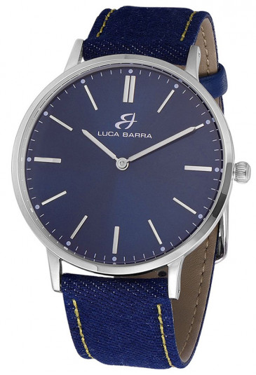 Orologio Luca Barra Uomo Ultrapiatto Acciaio Quadrante Blu Cinturino Jeans BU53