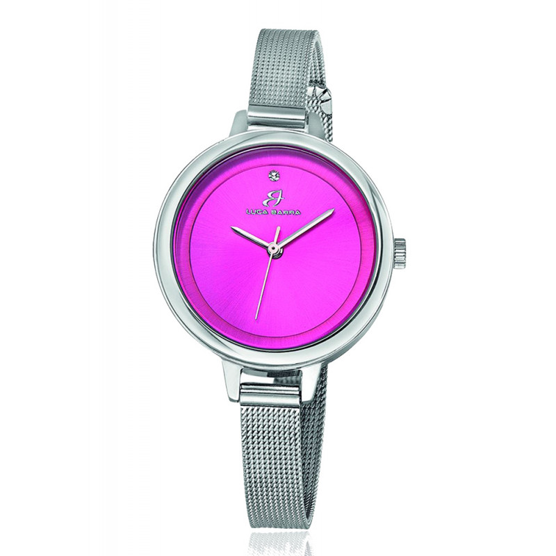 Orologio Luca Barra Quadrante Fuxia Maglia Milano Silver Acciaio BW216
