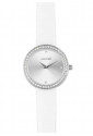 Orologio Lowell Donna Quadrante Silver Cipria Cristalli Cinturino Pelle Bianco PL5180-0121