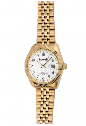 Orologio Lowell Donna Lavoro Quadrante Bianco Datario Acciaio Dorato Numeri Classic PL4800-61