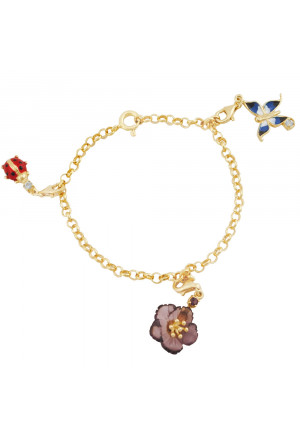 Bracciale Portafortuna Charms Fiore Farfalla Coccinella Smalto Argento Dorato Made In Italy Gaetano Vitiello A1KZ8FM