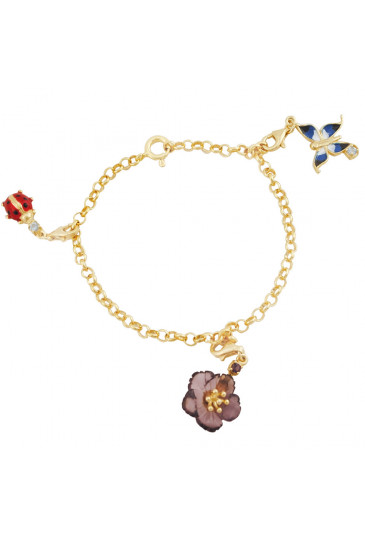 Bracciale Portafortuna Charms Fiore Farfalla Coccinella Smalto Argento Dorato Made In Italy Gaetano Vitiello A1KZ8FM