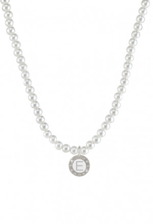 Collana Dvccio Perle Silver Lettera E Smalto Bianco UGKY3FM