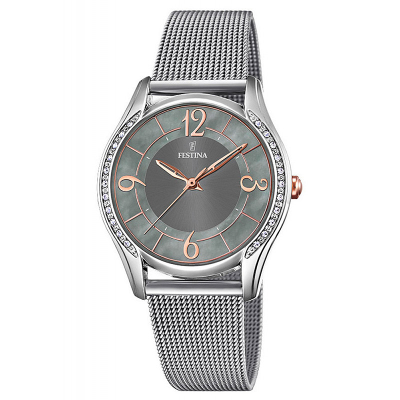 Orologio Festina Cristalli Numeri Arabi Rosa Acciaio Silver F20420/2