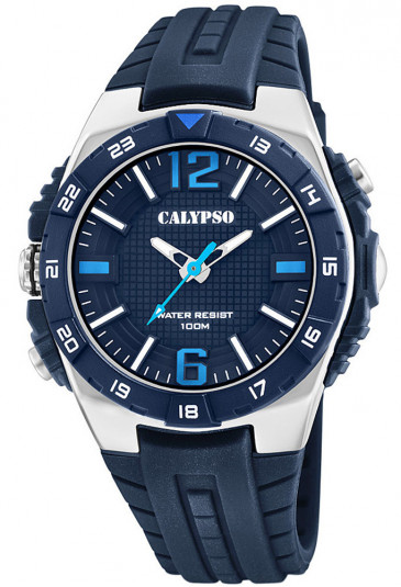 Orologio Calypso Uomo Solo Tempo Resistente 10ATM Illuminazione Gomma Colore Blu K5778/3