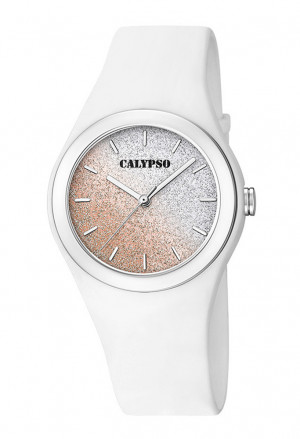 Orologio Calypso Lady Quadrante Glitter Cinturino Bianco K5754/1