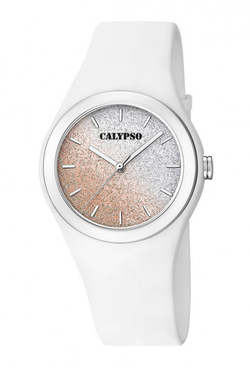 Orologio Calypso Lady Quadrante Glitter Cinturino Bianco K5754/1