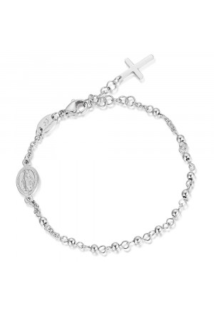 Bracciale Rosario Luca Barra Acciaio Anallergico Sfere Colore Silver BK1711