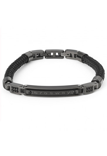 Bracciale Uomo Brosway Collezione Strong Acciaio Nero Caucciu Cristalli Swarovski BRG13