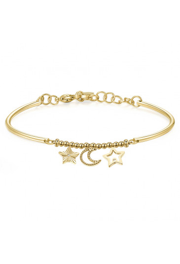 Bracciale Brosway Chakra Pendenti Simboli Stella Luna Acciaio Gold Coraggio BHK297