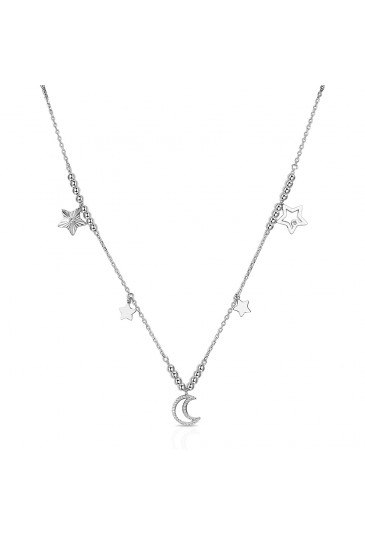 Collana Girocollo Brosway Chant Pendenti Stella Luna Acciaio Cristalli Swarovski BAH07