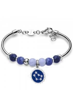 Bracciale Tres Jolie Segno Zodiacale Gemelli Gemini Pietre Naturali Cristalli Swarovski Acciaio XWJCQFM