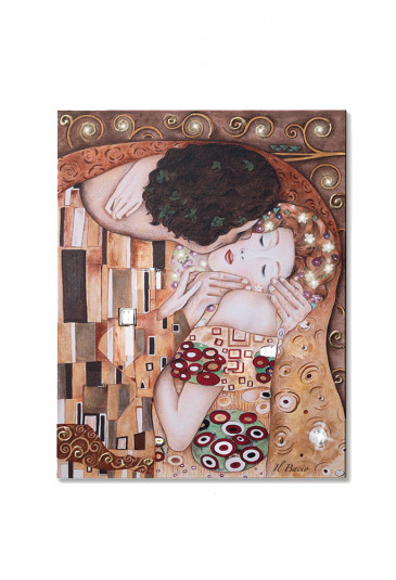 Quadro Il Bacio Klimt Cristalli Swarovski Legno Misura 20X28 Regalo Matrimonio Acca QD.13KL