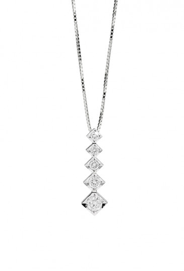 Collana Recarlo Punto Luce Collezione Face Cube Diamante Naturale Oro 18kt Donna P39PD002/042-45